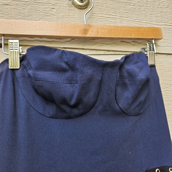 New with flaw Jonathan Simkhai grommet bustier maxi dress midnight size 12 - Picture 4 of 11